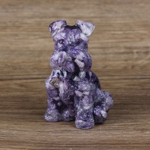 Nieuwe Stijl Natuurlijke Kristal Genezende Energie Amethist Steen Schnauzer Puppy-Vormige Epoxyhars Kristallen Chips Ambachten Mascotte Voor Dec - Product Image 4