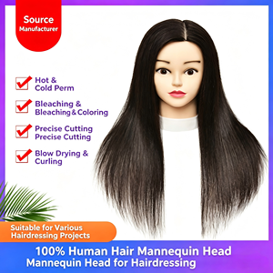 Tête de mannequin féminine avec cheveux humains 100% réels pour la coiffure, la coupe, la coloration et le stylisme professionnels - Product Image 2