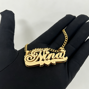 Collana con Nome Personalizzato in Acciaio Inossidabile Placcato Oro 18k 3D <span class=keywords><strong>per</strong></span> Regali di Compleanno <span class=keywords><strong>per</strong></span> Amici - Product Image 4