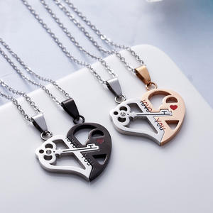 Hot Sale Halskette Edelstahl Anhänger Halsketten Liebe Schlüssel Herz Paar Geschenke für Frauen Valentinstag Schmuck - Product Image 4