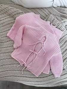 Ensemble de vêtements en tricot pour bébé fille, pull en tricot épais 100% coton uni à nouer dans le dos et pantalon, vêtements en tricot pour enfants, hauts, leggings, tenue - Product Image 2