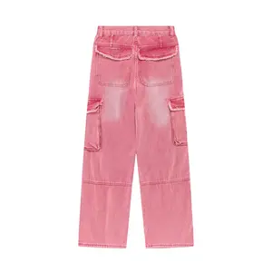 Baggy Cargo Pants Women Jeans Y2K High Waist Wide Leg Hip Hop Vintage Straight Denim Trousers