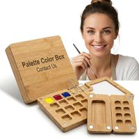 Mini palette de peinture portable en bois pour aquarelle, huile et acrylique, 15 compartiments, pliable, boîte de peinture de voyage, kit de mélange de couleurs, art