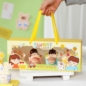 Nuova scatola per cupcake con finestra aperta per ascensore per cartoni animati per bambini ins confezione regalo per muffin con mousse creativa al vento - Product Image 4