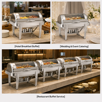 Chauffe-plat moderne en acier inoxydable 9L (gaz ou combustible) 690x430x430mm haute efficacité pour hôtels, restaurants, buffets et équipements de restauration