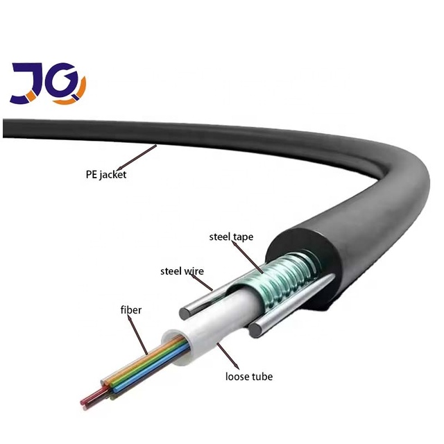 GYXTW 4 8 12 Core SM Fiber Optic Cable G652D/G655/G657 -20~+85 Aerial Armored Messenger ISO 9001/CE/ROHS Certified PVC