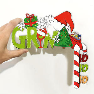 <span class=keywords><strong>Grinch</strong></span> creativo interruptor madera pegatina punto Navidad puerta esquina marco pared colgante decoración Hoho colgante Hoho decoraciones - Product Image 4