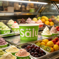Gobelet en papier jetable personnalisé écologique avec couvercle, qualité alimentaire, pour yaourt, gelato et desserts – Prix de gros