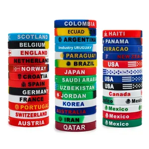 Bracelet en silicone pour fans de football 2026, drapeaux des équipes nationales (Argentine, Brésil, Allemagne), design unisexe tendance, imprimé pour les événements - Product Image 1