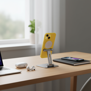 Coque arrière jaune pour iPhone 14 avec support métallique intégré et protection d'objectif – Boîtier de téléphone portable premium - Product Image 3