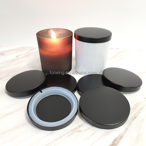 Couvercle de bougie en métal en fer <span class=keywords><strong>noir</strong></span> mat Extrémité facile à ouvrir Antipoussière et scellé avec logo personnalisé Bougie parfumée Couvertures décoratives Tops - Product Image 2