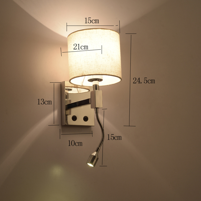 European Reading Wall Lights E27 Interior Bedroom Hotel Wall Lighting Fixtures Home Bedside Led Fabric wall lamp Indoor