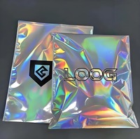 Enveloppes holographiques brillantes personnalisées avec logo, impression gravure laser arc-en-ciel métallique en aluminium, étanches pour l'expédition de vêtements