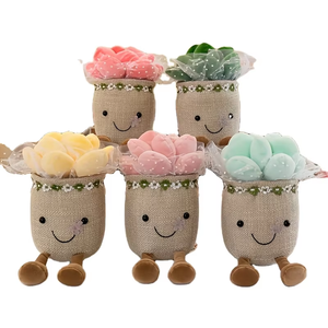 5pcs poupées de plantes en pot succulentes, jouets en peluche, décorations de bureau et d'intérieur, poupées mignonnes, décoration d'intérieur - Product Image 6