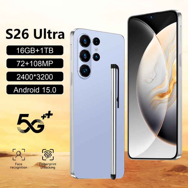 Newest Brand New S26 Ultra 5G Smartphone 16GB+1TB Android 15 108MP 4K LED 7.3inch Screen Dual SIM Decacore LTE French/Spanish