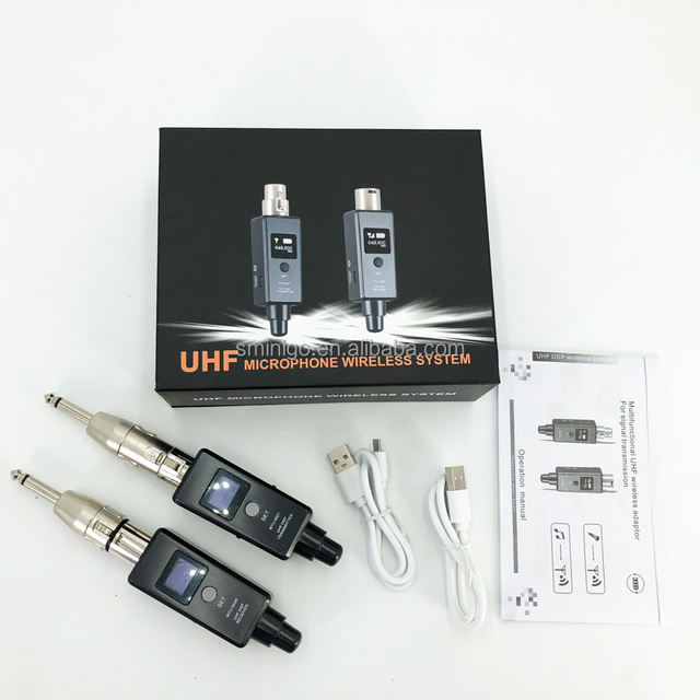 Plug-on Microphone UHF Wireless Transceiver System Wired to Wireless XLR for Dynamic Microphone Audio Mixer PA System
