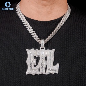Custom Iced Out Bagutter Moissanite Name <b>Pendant</b> <b>Solid</b> 925 Sterling Silver <b>Gold</b> Plated VVS Moissanite Luxury Hip Hop Jewelry - Product Image 4