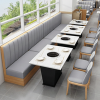 Ensemble de mobilier de restaurant moderne : table et chaises pour restaurant de fondue, restaurant de barbecue, et ensemble de banquettes, canapés, tables et chaises pour restaurant.