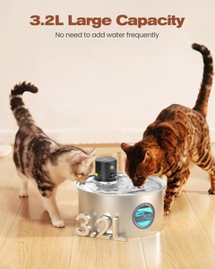 Fontanella Portatile per Animali Domestici a Batteria, Efficiente dal Punto di Vista Energetico, in Acciaio Inossidabile, per Gatti e Cani di Piccola Taglia, Antiruggine, Serbatoio da 3L, LED - Product Image 3