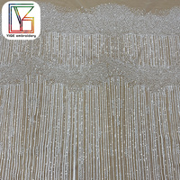 Dentelle perlée de haute qualité pour robe de mariée, tissu en maille écologique, dentelle perlée française, tissu à sequins pour robe de mariée de luxe