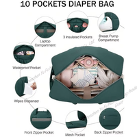 Sac à langer matelassé avec compartiment pour tire-lait et ordinateur portable, sac fourre-tout avec matelas à langer et sangles de fixation pour poussette