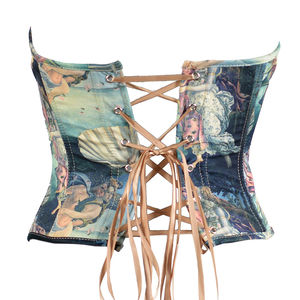 Stunning <b>Peach</b> Skin Digital Print Corselet with 13 Bones for Waist Training - Product Image 4