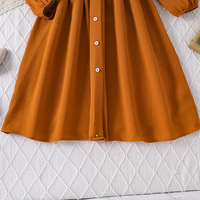 Robe d'automne pour fille 2026, robe longue à manches longues en dentelle orange avec boutons et nœuds pour adolescentes