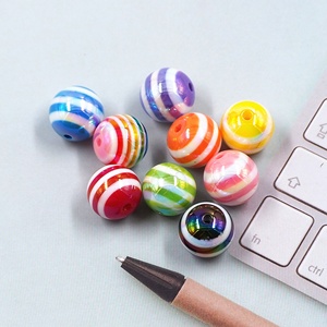 Cuentas Sueltas Acrílicas de 15mm con Recubrimiento UV de Colores, Diseño Redondo Impreso para Joyería DIY, Bolígrafos con Cuentas, Accesorios para Cadenas de Teléfono - Product Image 3