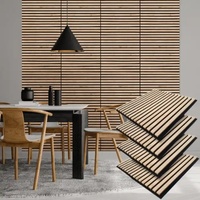 Placage de bois Mdf sel en bois PET lamelle décorative panneau mural acoustique
