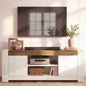 <span class=keywords><strong>Meuble</strong></span> <span class=keywords><strong>TV</strong></span> style farmhouse de 58 pouces avec 2 armoires <span class=keywords><strong>et</strong></span> étagères ouvertes, 3 options de hauteur, convient aux téléviseurs jusqu'à 65 pouces <span class=keywords><strong>et</strong></span> capacité de charge supérieure de 300 livres. - Product Image 1