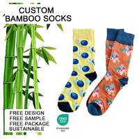 Chaussettes en bambou écologiques pour hommes, modèle KT-0026-101, personnalisées OEM, à motifs colorés, tricotées, amusantes, respirantes, décontractées, style chaussettes de ville