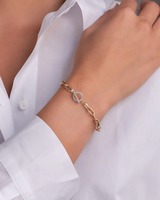 Bracelet en acier inoxydable plaqué or 18 carats avec chaîne à maillons OT, forme papillon tendance, zircon scintillant, résistant à l'eau et au ternissement