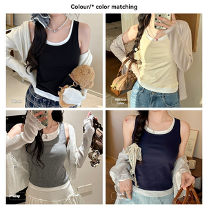 Camiseta sin Mangas Básica de Algodón Personalizada para Mujer, Primavera y Verano, Corte Ajustado, Ideal para Usar en Capas o a Diario - Product Image 5