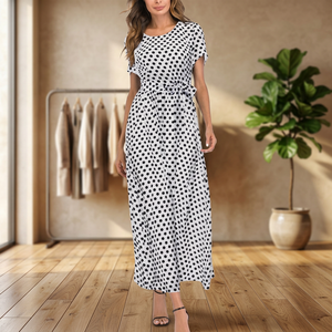 Robe d'été décontractée pour femme, col en V, manches courtes, respirante, coupe trapèze, longueur genou, avec poches, ample, grandes tailles - Offre Spéciale - Product Image 3