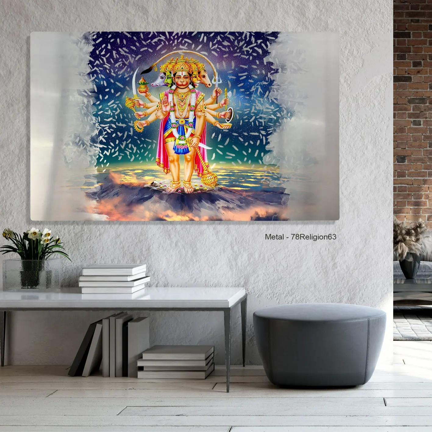 Purana veda hinduismo religioso de metal, arte da parede, decoração de casa, impresso em metais, pinturas de arte de parede krishna