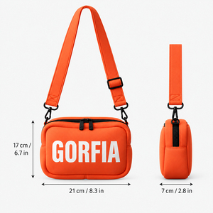 Sac bandoulière homme en toile orange avec logo personnalisé, sac messager multi-poches à fermeture éclair, sac à bandoulière décontracté OEM ODM - Product Image 6