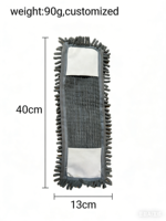 Recharges de balai plat en chenille gris 90g ODM, réutilisables, super absorbantes, écologiques, pour nettoyage des sols intérieurs et extérieurs, pour panneaux