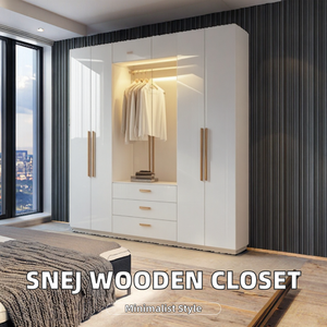Snej ตู้เสื้อผ้ายืนอิสระขนาดใหญ่เฟอร์นิเจอร์แผงไม้สไตล์มินิมอลแบบทันสมัยดีไซน์ทนทานสำหรับห้องนอนบ้าน - Product Image 2