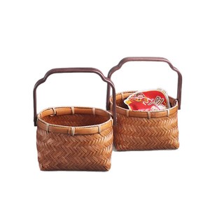 <b>Bamboo</b> Woven Basket Rectangle Food <b>Container</b> With Iron Handle Kitchen Use - Product Image 5