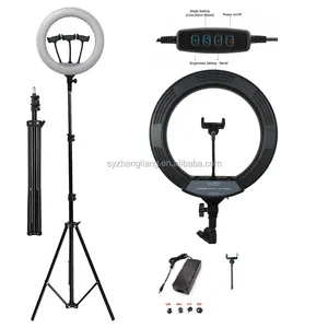 Ring light de led para estúdio de fotografia, 30w e 14 polegadas, anel de luz led, para transmissão de vídeo, estúdio, maquiagem, selfie, tripé