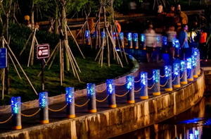 Işıklı Çarpışma Önleyici Sütun LED Aydınlatmalı Sokak Trafik Bariyerleri Doğal Granit Taş Direkler Otopark Giriş Yolu Direkleri - Product Image 5