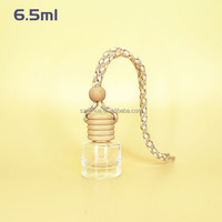 Bouteille de parfum de voiture en verre 6 ml avec logo personnalisé, vide, pour huiles essentielles, crèmes de soin, diffuseur d'air suspendu, bouchon en liège et capuchon en bois