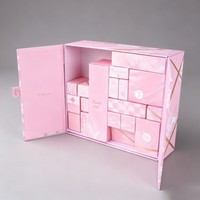 Boîte cadeau artisanale de luxe à thème de Noël, calendrier de l'avent à double porte, boîte à surprises, emballage de cosmétiques
