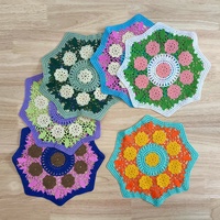 Applique florale ajourée octogonale multicolore en dentelle crochetée à la main pour napperon, vêtements, sacs, oreillers, couture DIY et décoration intérieure