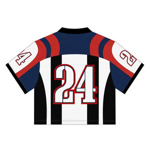 Custom Design Klassieke V-Hals Voetbal Cropped Jersey Print Cropped Retro Mesh Voetbal American Voetbalshirts - Product Image 2