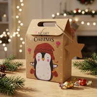Sac cadeau en papier kraft de Noël, sac de shopping en papier imprimé Joyeux Noël, boîte d'emballage pour bonbons de Noël