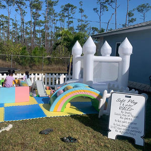 Château gonflable blanc avec toboggans et piscine à balles pour les grands enfants, château gonflable pour les fêtes de jardin, décorations de <span class=keywords><strong>vacances</strong></span> - Product Image 2