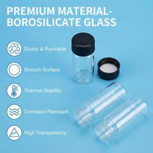 Petites fioles en verre transparentes de 8 ml avec bouchon à vis noir pour produits chimiques de laboratoire - Product Image 3