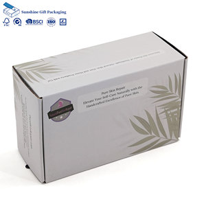 Boîte d'expédition personnalisée pour coffret cadeau de soins de la peau avec bande déchirable, emballage ondulé pour articles cosmétiques et de beauté avec logo, pour l'e-commerce - Product Image 1