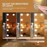 Coiffeuse moderne avec miroir LED style Hollywood, pour chambre à coucher, avec tiroirs et miroirs LED intégrés